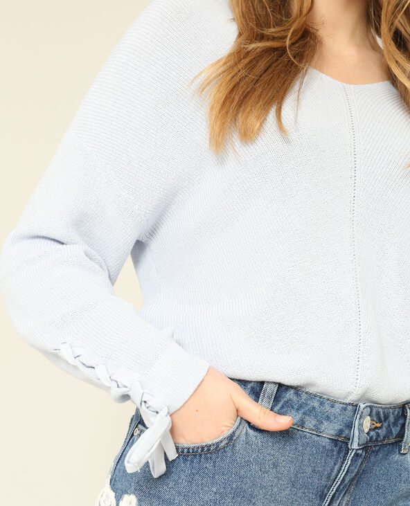 Pull à lacets bleu - Pimkie