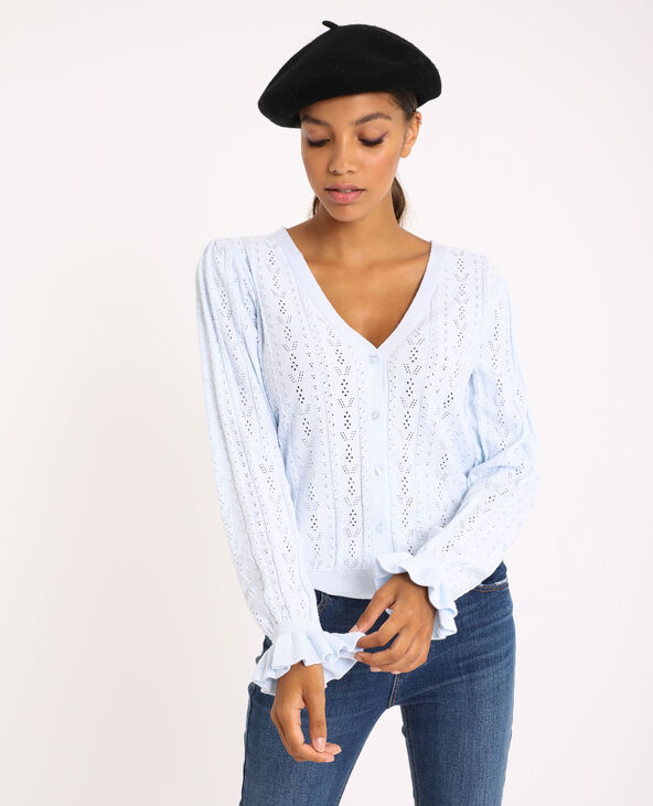 Gilet brodé bleu clair - Pimkie