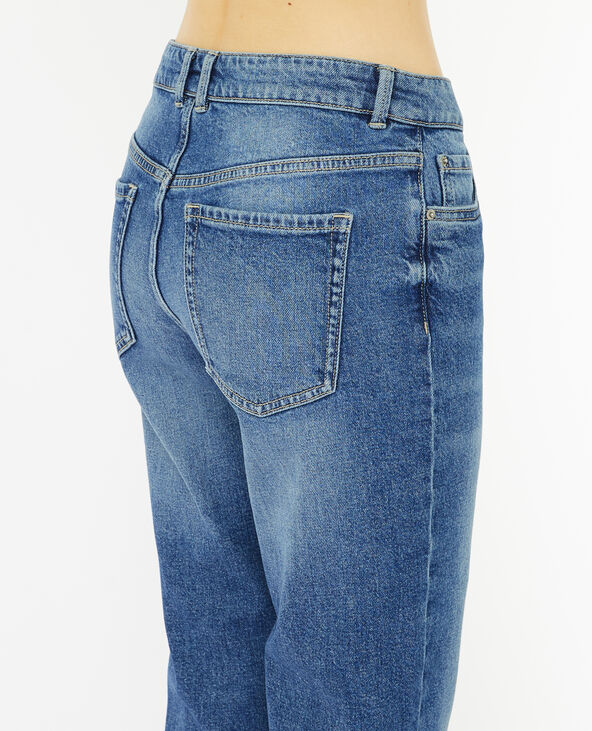 Jean droit taille regular avec bas effilochés bleu - Pimkie