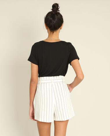 T-shirt à col V noir - Pimkie