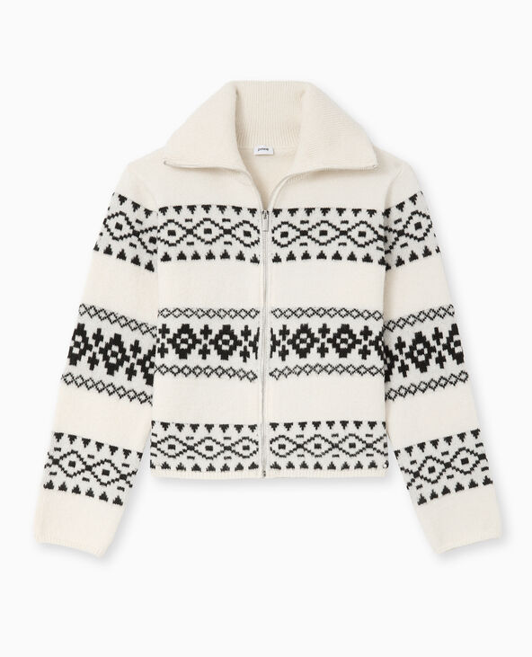 Gilet zippé motif jacquard blanc - Pimkie