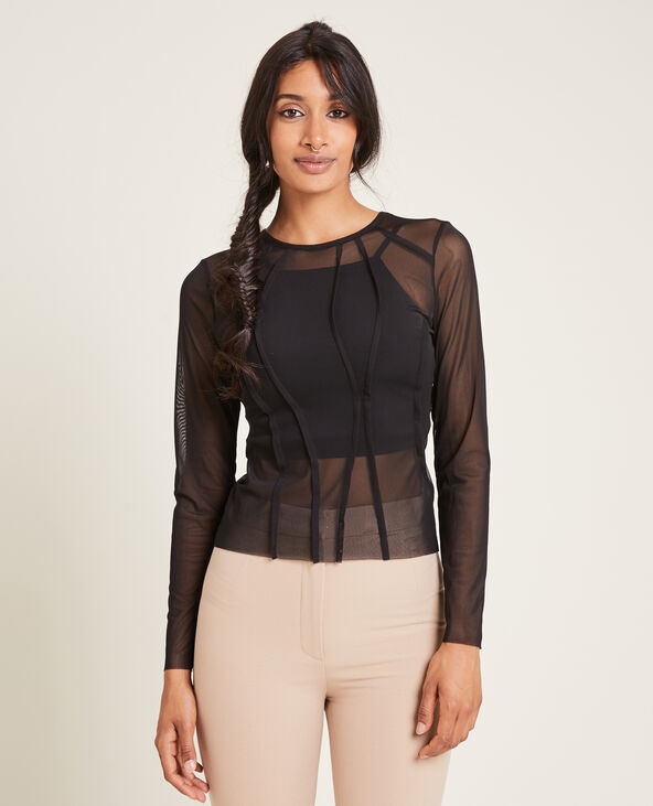 Top en maille transparente noir - Pimkie