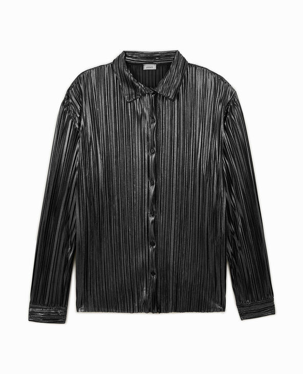 Chemise plissée en tissu brillant argenté - Pimkie