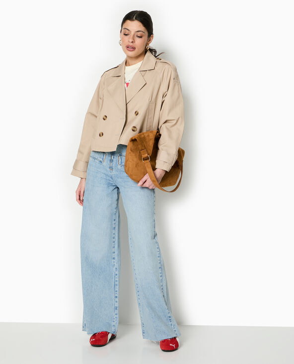 Trench court en toile beige - Pimkie