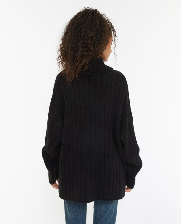 Pull oversize en maille côtes plates noir - Pimkie