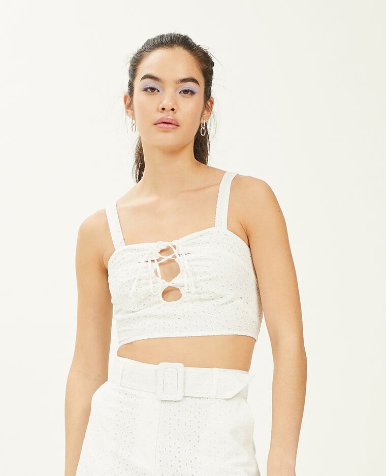 Top court broderie anglaise blanc - Pimkie