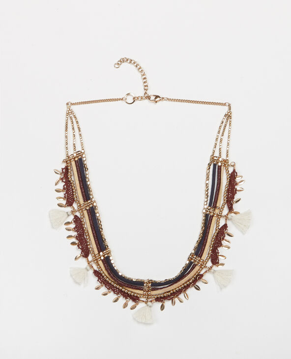 Collier multi-rangs perles et pampilles bordeaux - Pimkie