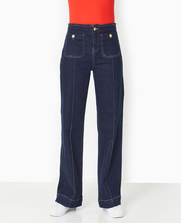 Jean flare taille haute avec poches plaquées bleu - Pimkie