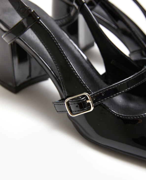 Babies vernies avec talon ouvert noir - Pimkie