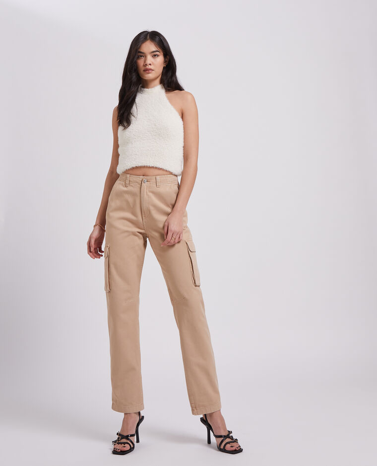 Pantalon droit cargo taille haute blanc - Pimkie