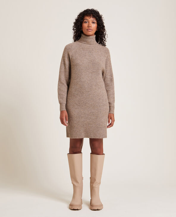 Robe pull à col roulé taupe - Pimkie