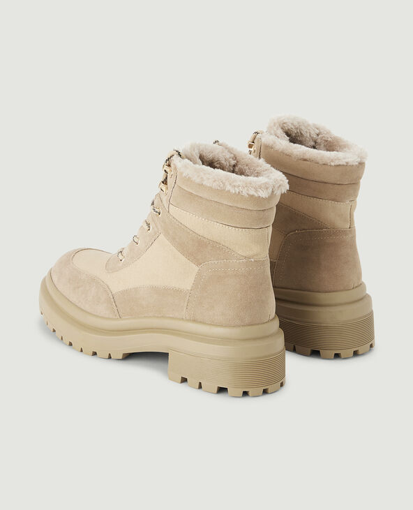 Bottines fourrées à lacets beige - Pimkie