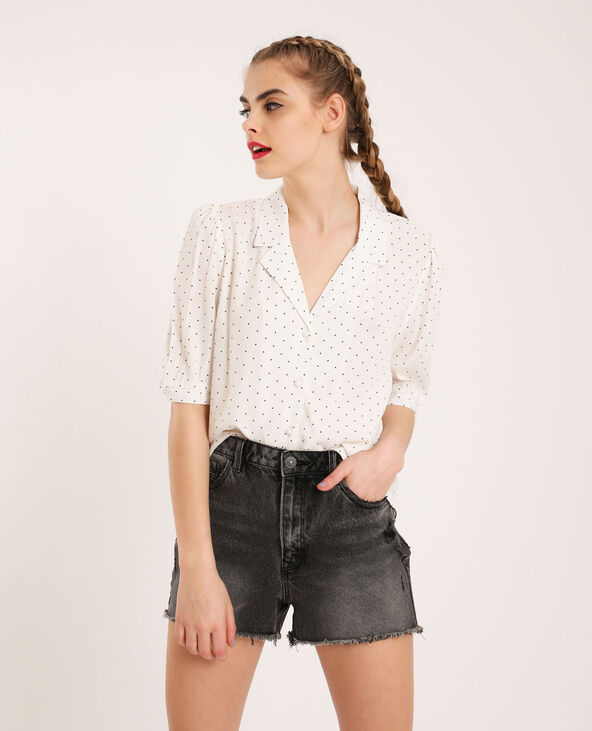 Chemise courte à pois blanc - Pimkie