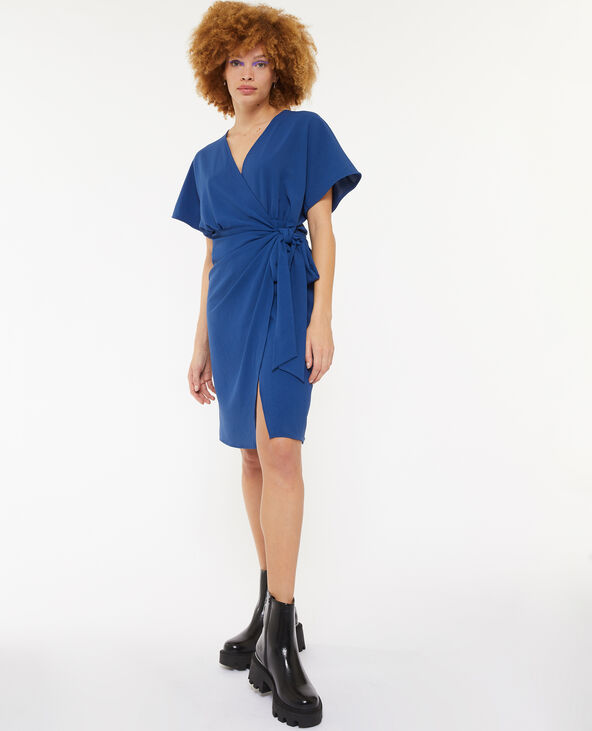 Robe midi porte-feuille bleu foncé - Pimkie