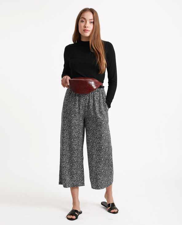 Pantalon fluide à imprimé blanc - Pimkie