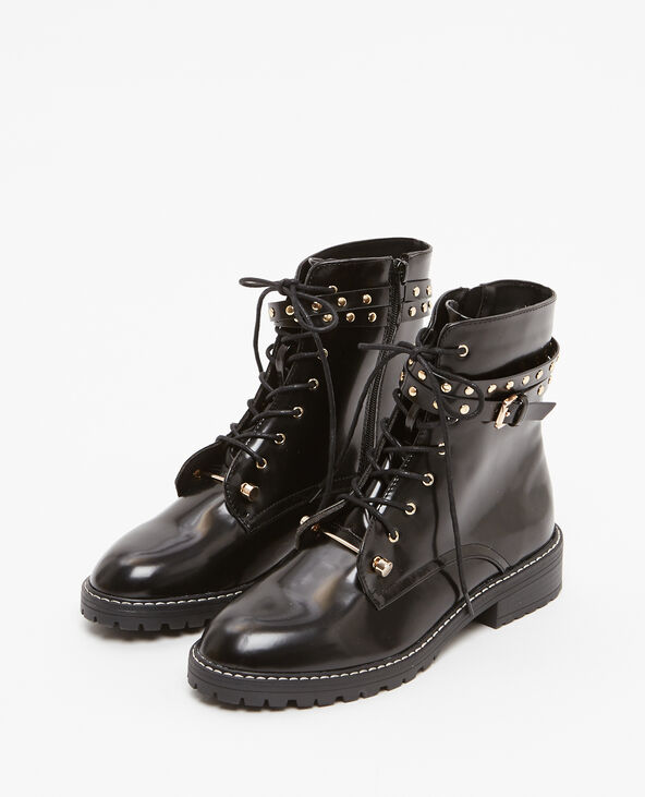 Boots rangers à brides noir - Pimkie