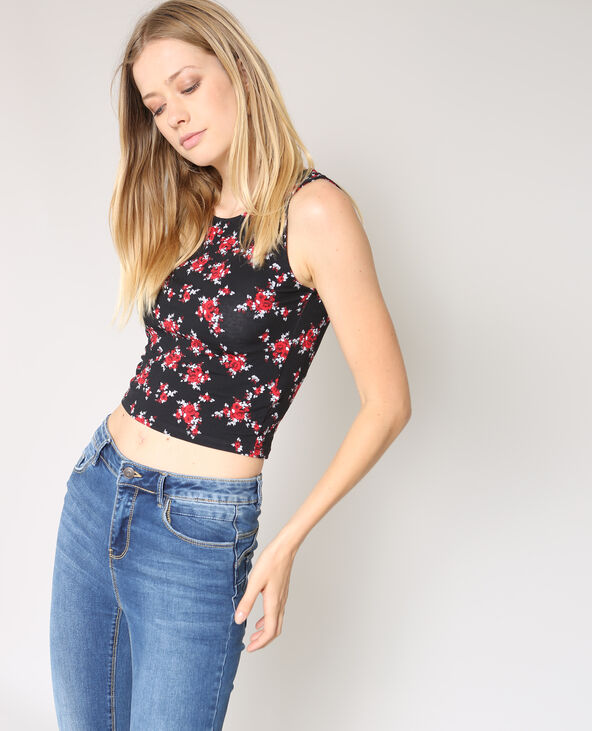 Crop top à fleurs noir - Pimkie
