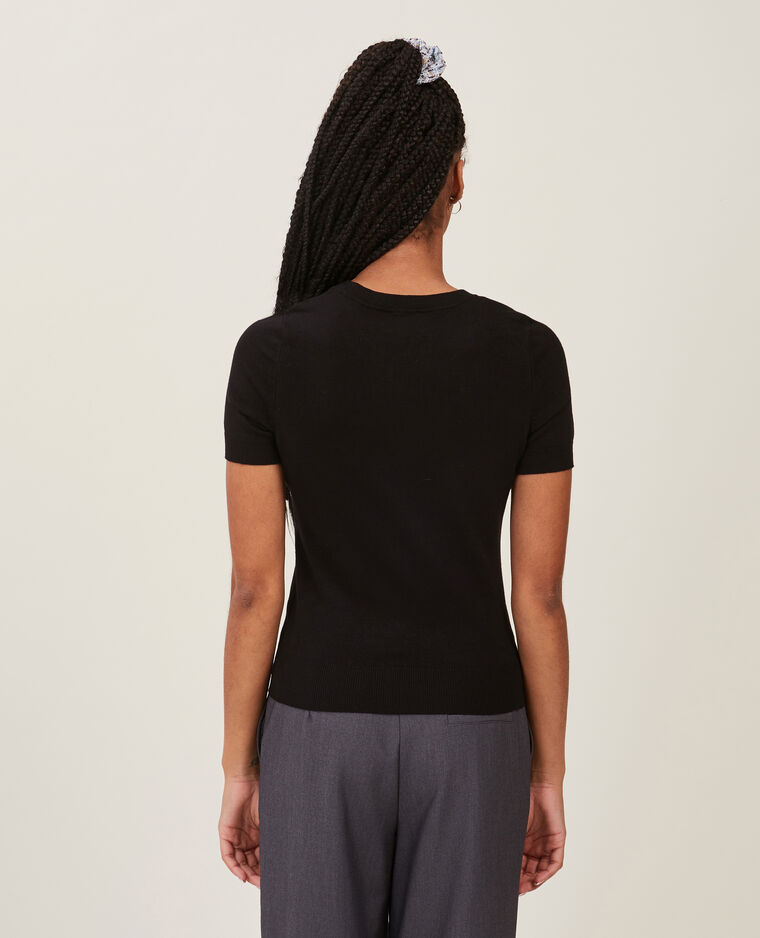 Pull manches courtes en maille fine noir - Pimkie