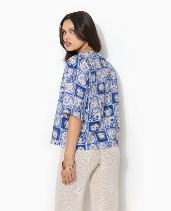 Chemise manches courtes avec liens à nouer bleu - Pimkie