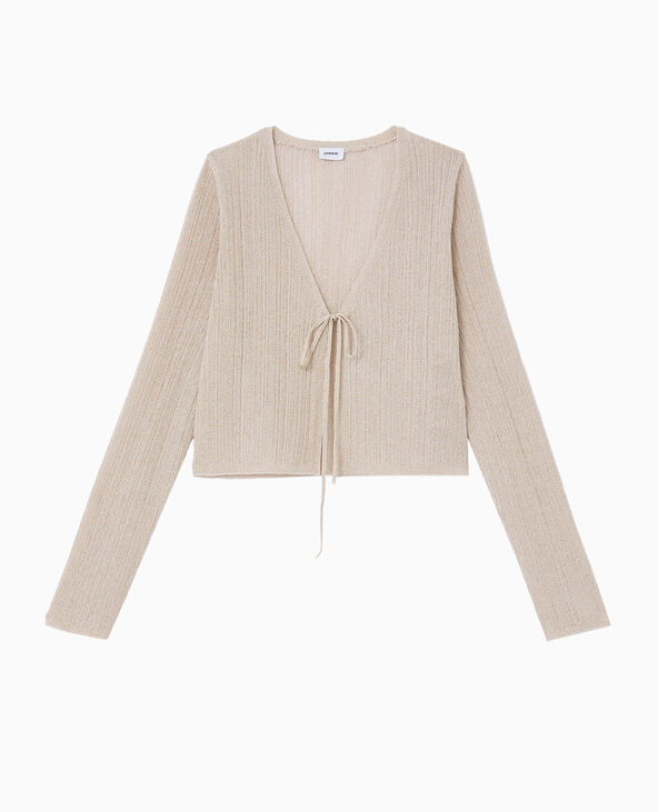 Gilet court en maille lurex avec nouette doré - Pimkie