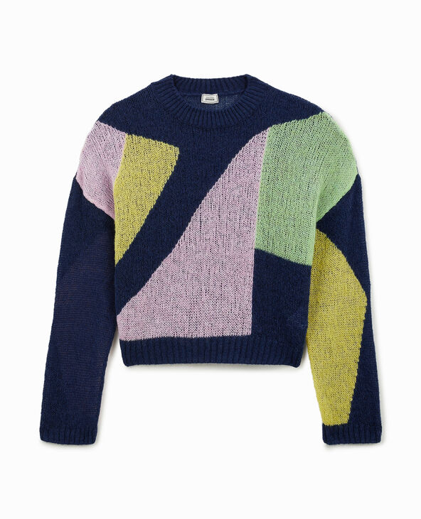 Pull en maille légère colorblock bleu - Pimkie
