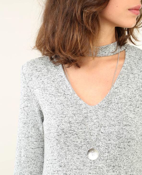 Robe maille col choker gris chiné - Pimkie