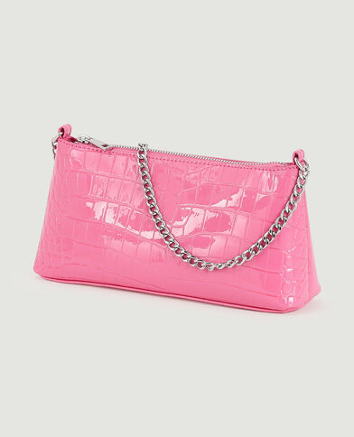 Sac pochette effet croco verni rose fuchsia - Pimkie