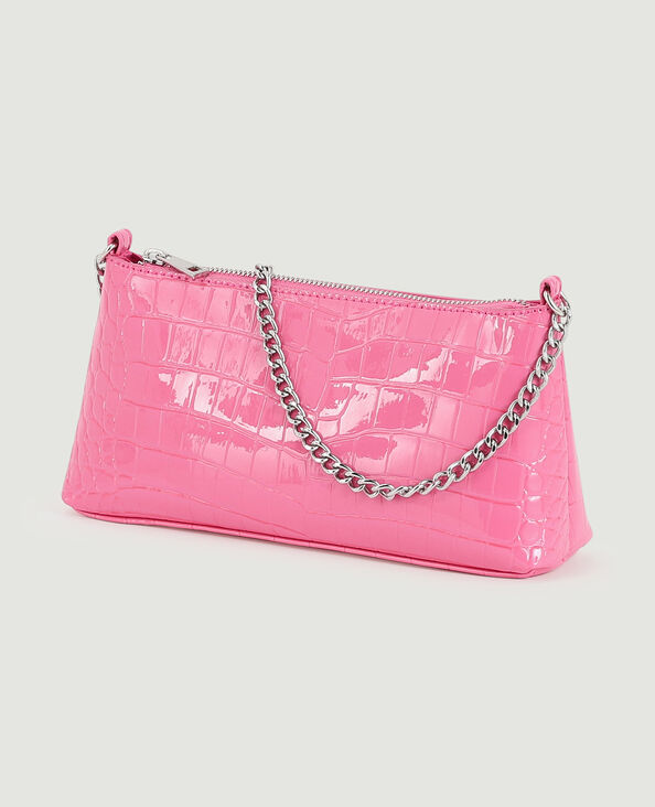 Sac pochette effet croco verni rose fuchsia - Pimkie