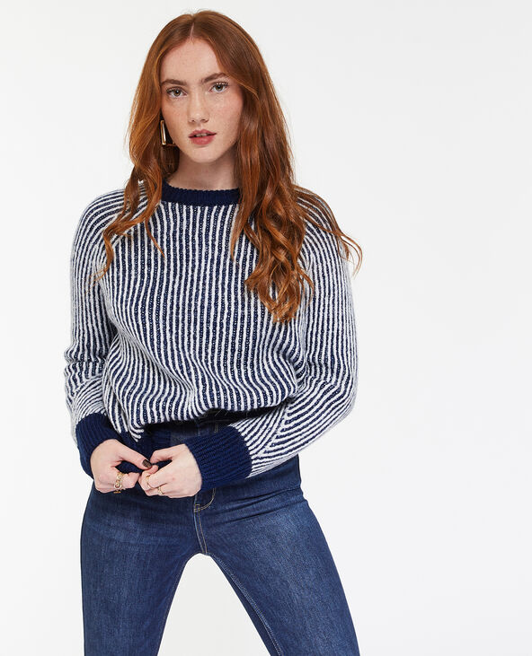 Pull en maille côtelée effet rayé bleu électrique - Pimkie