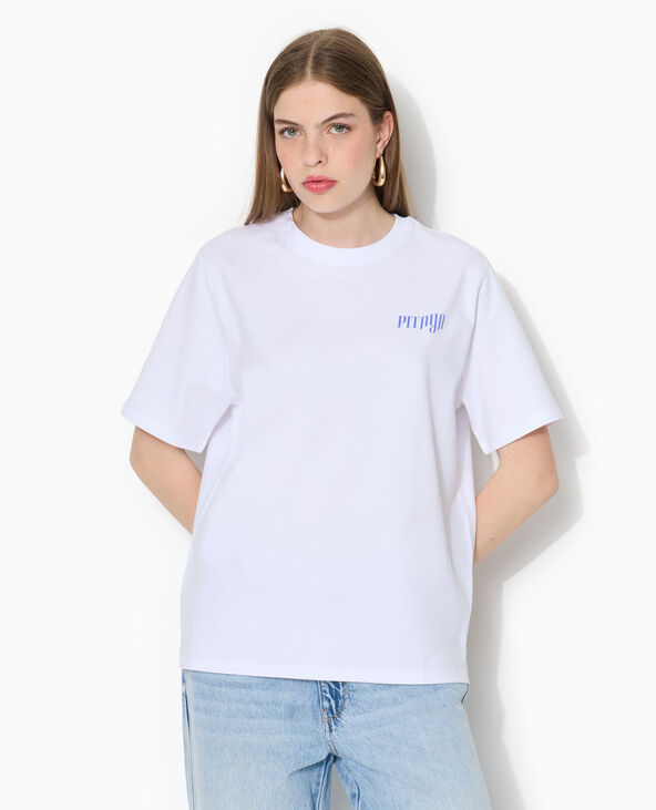 T-shirt oversize avec print poitrine et dos blanc - Pimkie