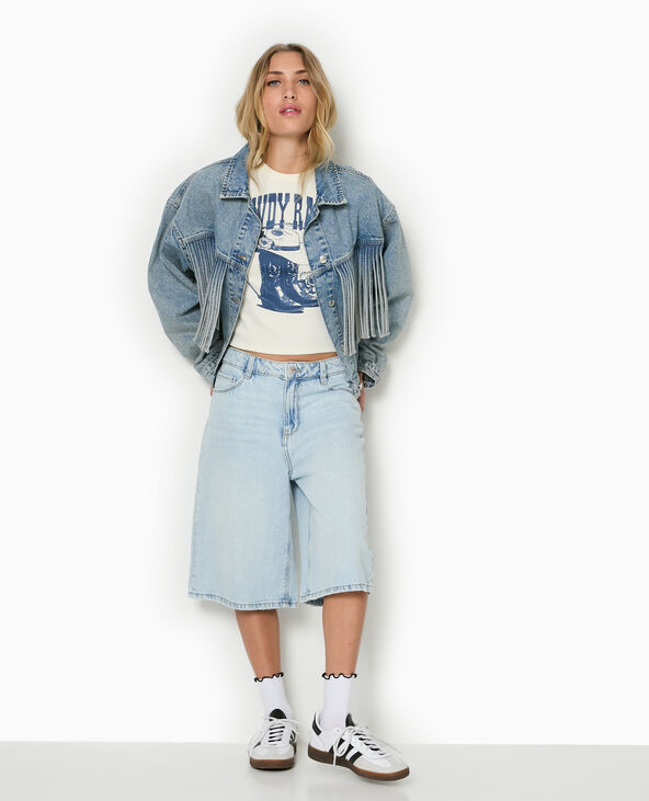 T-shirt ajusté avec print blanc - Pimkie