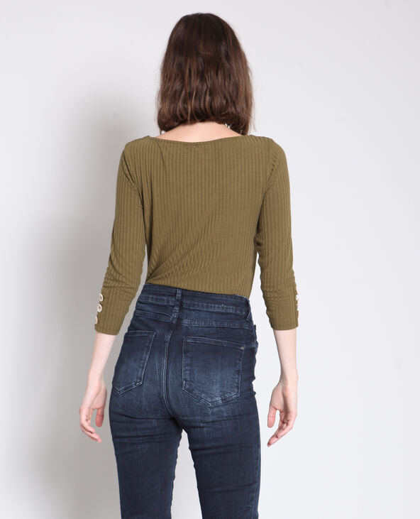 T-shirt à maille cotelée taupe - Pimkie