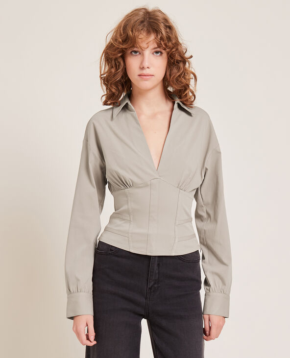 Chemisier style corset taupe - Pimkie