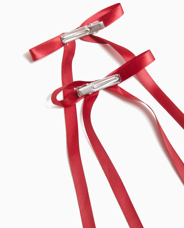 Lot de 2 barrettes crocodiles avec nœud rouge - Pimkie