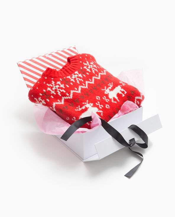 Pull de Noël jacquard avec torsades rouge - Pimkie