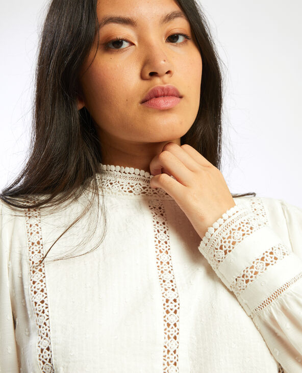 Blouse victorienne plumetis blanc - Pimkie