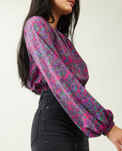 Blouse courte base et poignets élastiqués rose - Pimkie