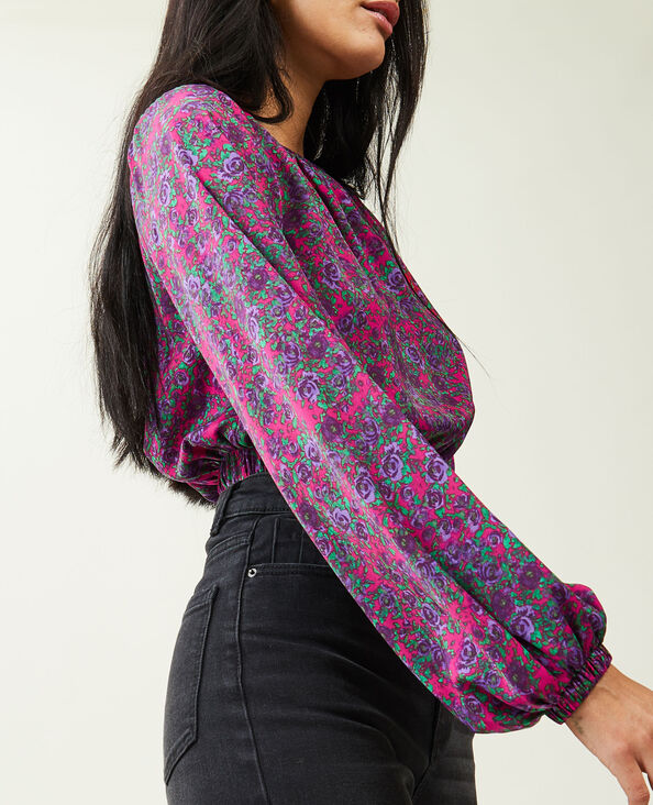 Blouse courte base et poignets élastiqués rose - Pimkie