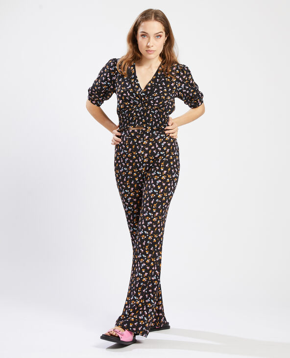 Blouse courte avec dentelle noir - Pimkie