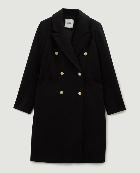 Manteau drap de laine ajusté noir - Pimkie