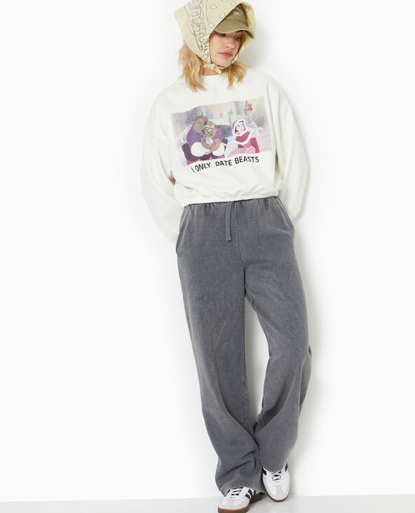 Sweat print avec base élastiquée blanc - Pimkie