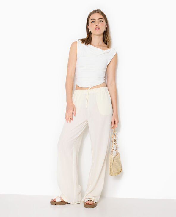 Pantalon droit et large avec ceinture coulissée blanc - Pimkie