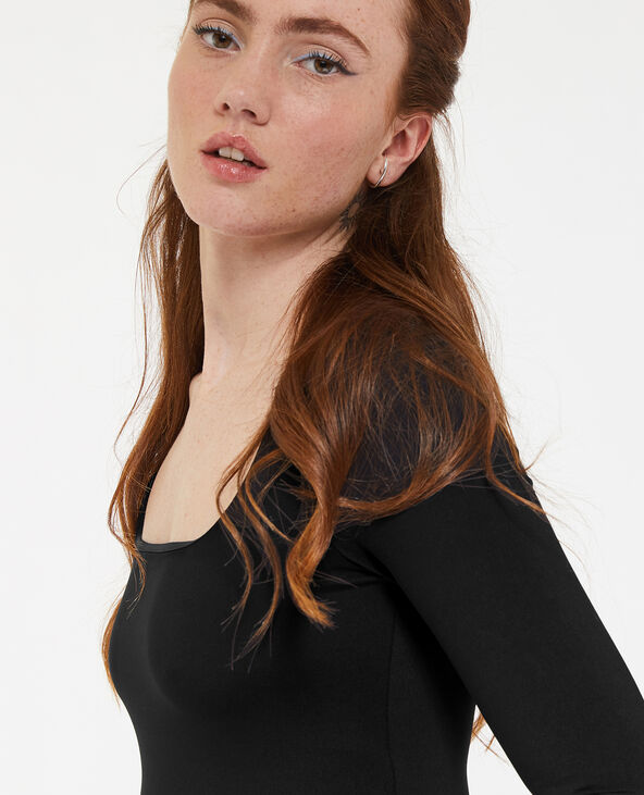 Body manches longues encolure carrée noir - Pimkie