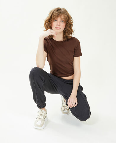 T-shirt cropped marron - Pimkie