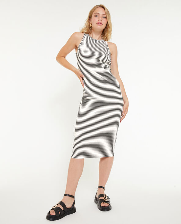 Robe débardeur maille côtelée rayée blanc - Pimkie