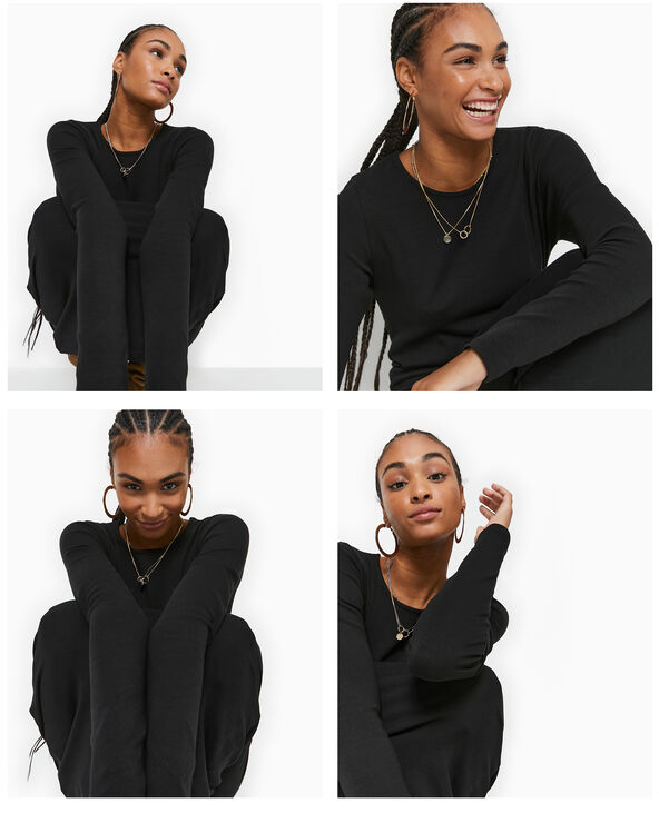 Robe longue moulante avec fronces côtés noir - Pimkie