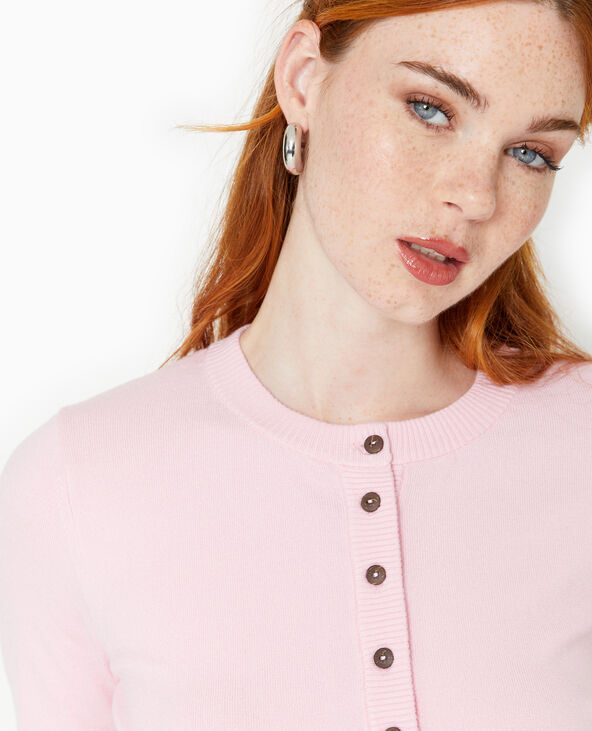Gilet en maille fine avec taille bord-côtes Rose poudré - Pimkie