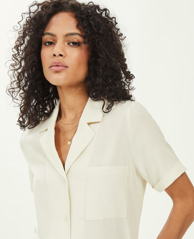 Chemise courte avec lin beige - Pimkie