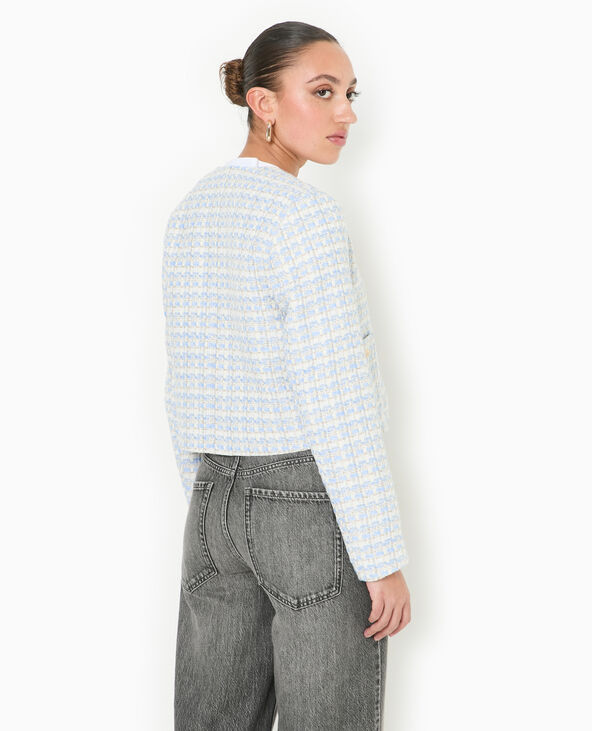 Veste droite en tweed bleu - Pimkie
