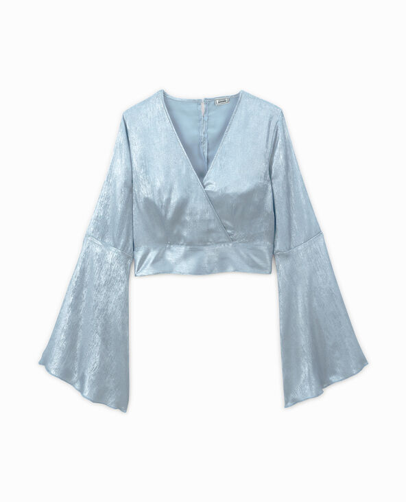 Top court cache-cœur avec cut out dos bleu - Pimkie
